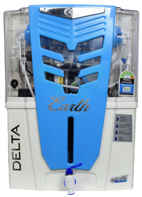 Earth Delta Model with TDS Controller 15 L RO + UV + UF + Minerals + Alkaline Water Purifier(White, Blue)