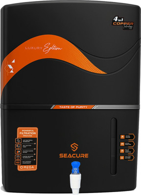Seacure Active Copper 7 Stage Filtration 12 L UV + UF Water Purifier((No TDS Reduction, No wastage and No RO , Black))