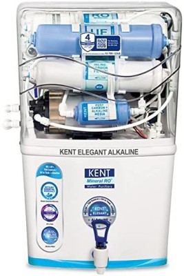 KENT Elegant Alkaline 8 L RO + UV + UF + TDS Control + Alkaline + UV in Tank Water Purifier(White)