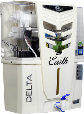 Earth Delta Model with TDS controller Technology 15 L RO + UV + UF + Minerals Water Purifier(White)