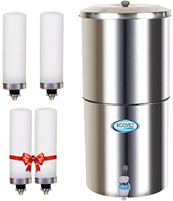 KONVIO Steel Gravity 18L With 4 Ceramic Candles 18 L Gravity Based Water Purifier(Silver)