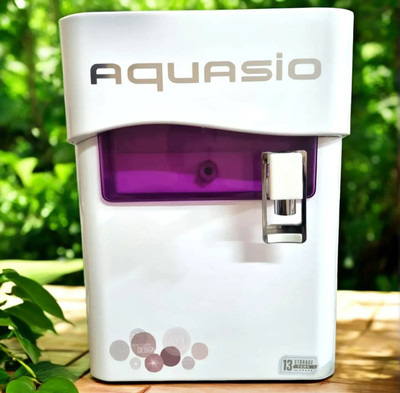 AQUASIO ; Purity Served In Style Water Purifier with RO + UV + UF + Mineral Technology Elegant White & Purple 22 L RO + UF + UV + Copper + Alkaline + Mineralizer Water Purifier(White)