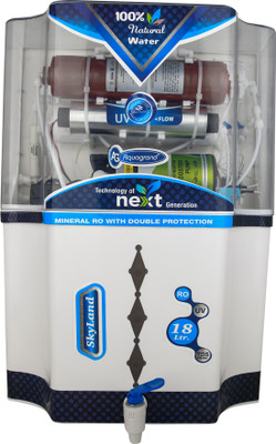 Aquagrand SKYLAND Model 18 L Active Copper Advanced Tech for Pure & Healthy 18 L RO + UV + UF + TDS + Copper Water Purifier(White)