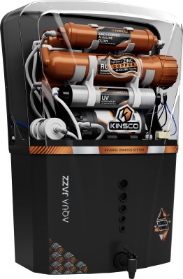 Kinsco Aqua Jazz ISI Mark 15 L RO + UV + CU Guard + Alkaline Enhancer + Mineral Water Purifier(Black)