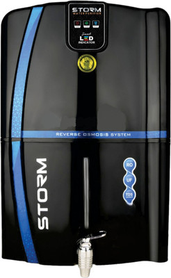 AQUA Storm LED INDICATOR 12 L RO + UV + UF + TDS Water Purifier(Black)