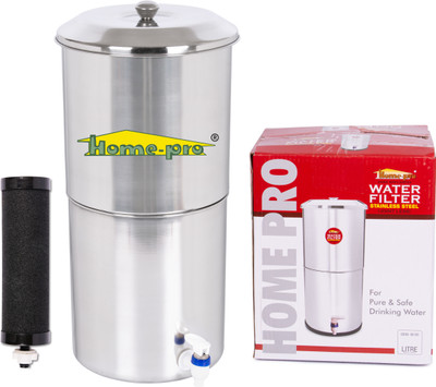 Home-pro Manual Water Filter | Carbon Candle For Fast Filteration | 16 Liter Capacity 16 L Gravity Based Water Purifier(Silver)