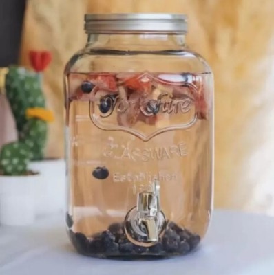 Sarsawal Transparent Mason Jar Glass Air Tight Liquor Dispenser Bottom Loading Water Dispenser