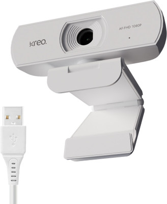 Kreo Owl Web Camera Desktop 1080p Webcam Auto Focus USB Connection Web Camera Laptop 2 HD  Webcam with Built-In Microphone USB Connectivity(White)