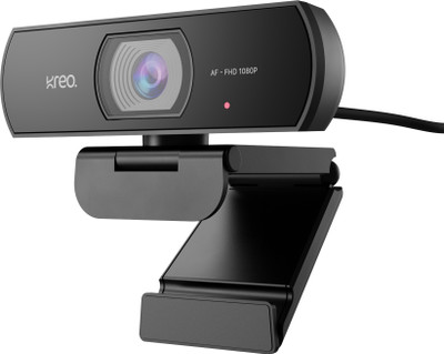 Kreo Owl Full HD Webcam 1080p, with Microphone, USB Connectivity, | 60 FPS with Auto-Focus, Built-in Privacy Shutter with 360 Rotation and Plug and Play Setup for Video Call, Streaming, YouTube and More(Black)