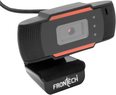 Frontech FT-2255 USB Webcam-1280x720 High-Resolution CMOS Sensor|Built-in Mic| LED Lights  Webcam(Black)