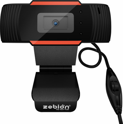 zebion Vision HD Webcam with High Quality Microphone,CMOS,30fps,1280x720px 5 HD  Webcam with Built-In Microphone with Night Vision USB Connectivity(Black & Silver)