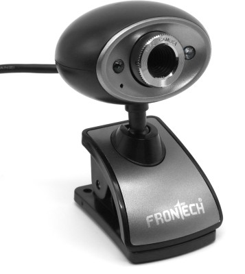 Frontech FT-2254 USB 2.0 Webcam-640x480 Resolution|CMOS Sensor| Built-in Mic| LED Lights  Webcam(Black)
