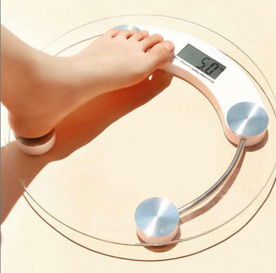 thermomate Round Shape 8 mm Glass Weighing scale Digital Bathroom Weight Scale Weighing Scale(White)