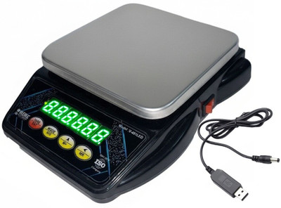 NIVAYO 10Kg Digital Weight Machine, Weight Machine for Home Kitchen & Shop Rechargeable Weighing Scale(Stainless Steel, Black)