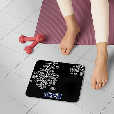 MEANDMY Electronic Thick Tempered Glass LCD Display Digital Personal Bathroom Weighing Scale(Black)
