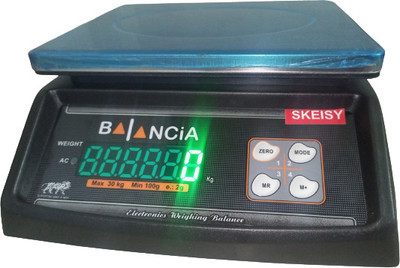 Skeisy NEW STEEL PLATE BLACK BAL DOUBLE DISPLAY WEIGHING MACHINE POWER UP 30KGX1GM Weighing Scale(Black, STEEL)
