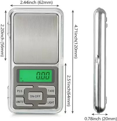 NAC GLOBAL: IT'S EXACTLY WHAT YOU NEED Digital Display 0.1 Gm to 200 Grams Mini Pocket Weight Scale Measurement Weighing Machine jewellery weighing machine Weighing Scale Weighing Scale Weighing Scale(silver)