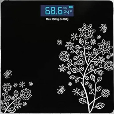 METRIXO Electronic Digital Personal Bathroom Health Body Weight Bathroom Weighing Scale Weighing Scale(BLACK - FLORA)