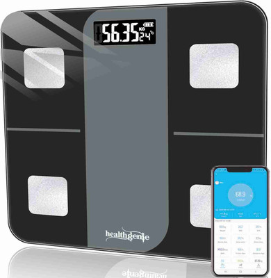 Healthgenie Smart Weight Machine With 18 Body Parameters Sync with Mobile App, Weighing Scale(Grey Divine)