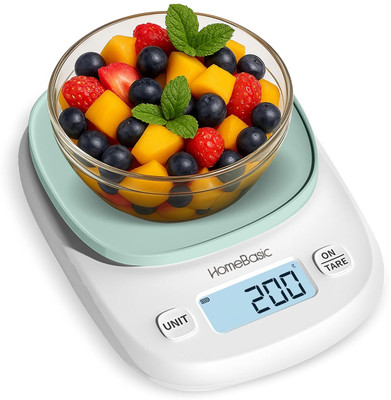 HOMEBASIC KS200 Portable Kitchen Scale, 5kg Capacity, LCD Touch, Tare Function Weighing Scale(Green)