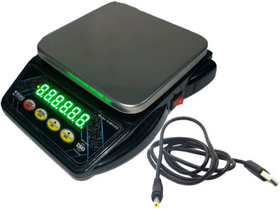 NIVAYO 10Kg Rechargeable Ultra-Slim Weight Machine - for Home & Kitchen, Shop Weighing Scale(Silver, Black)
