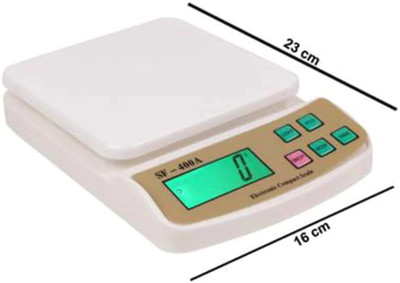 ShopGlobal Digital Weight Machine for kitchen with 10 kg Capacity, 1 g Accuracy Weighing Scale(White)