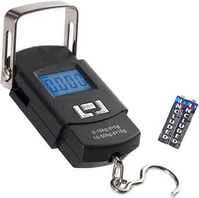 Nubex 10g-50Kg Digital Hanging Luggage Fishing Portable Weight Scale Taraju Tarazu Kata /171/UNu Weighing Scale(Black)