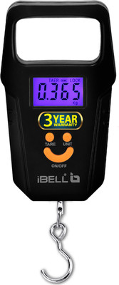 iBELL LS510RM Luggage Scale (50KG) with Hook, LCD Screen & Tare Function, Rechargeable Weighing Scale(Black)