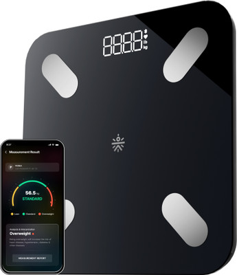 Cult Bluetooth Weight Machine, 20+ Parameters, BMI, US FDA Approved, 10 users Weighing Scale(Black)