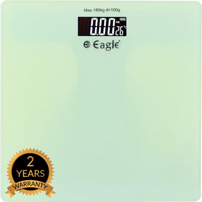 EAGLE Weight Machine for Body Weight Capacity 180 kg,6mm Tempered Glass,Ivory,EEP1007A Weighing Scale(Ivory)