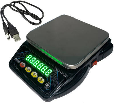 vyog 10Kg Counter Rechargeable Weight Machine with Stainless Steel Top for Shop, Home Weighing Scale(Black)