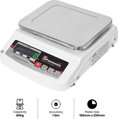 Panasonic MS40KG,40Kg,Accuracy:1gm with Eco Sense Technology Green F/B Display Weighing Scale(White)
