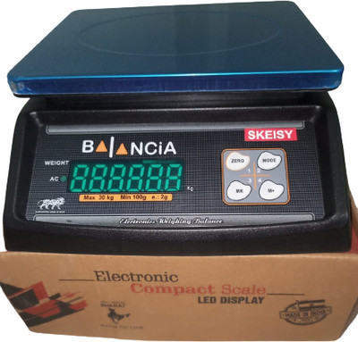 Skeisy STEEL BAL WEIGHING MACHINE POWER UP TO 30KGX1GM RECHARGABLE BATTERY Weighing Scale(Black, STEEL)