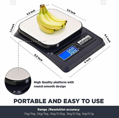Nac Global kichan food weghing machine 10kg kata Weighing Scale(Black)