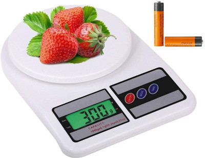 NIBBIN 10kg Digital Counter Weight Machine With 2 Batteries For Kitchen, Food & Cooking Weighing Scale(White)