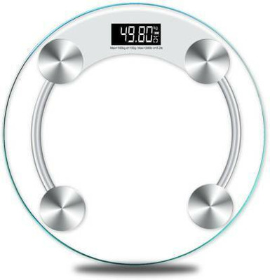 Dr care Digital Electronic Glass Bathroom Round Transparent LED Display Health Balance Weighing Scale(White)