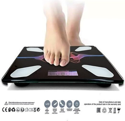 KEYMAX Digital Bathroom Weighing Scale with LCD Panel Weighing Scale(Black)