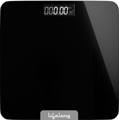 Lifelong Digital Weight Machine for Body Weight Thick Tempered Glass with LCD Display Weighing Scale(Black)