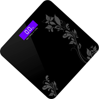 QGS Personal Digital Body Scale Bathroom Weighing Machine LCD Display 180kg Capacity Weighing Scale(Black)