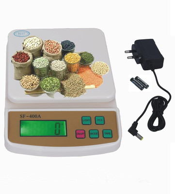 REXBURG SF-400 A, 10Kg Weight Machine with Fast Response Sensor for Shop/Home Scale Weighing Scale(White)