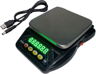 NIBBIN 10Kg Weight Machine with Fast Response Sensor for Home With Steel-Top Chargeable Weighing Scale(Black)