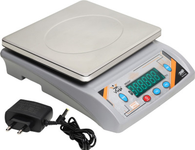 GVC 30Kg Counter Rechargeable Weight Machine with Stainless Steel Top for Shop, Home Weighing Scale(Silver)