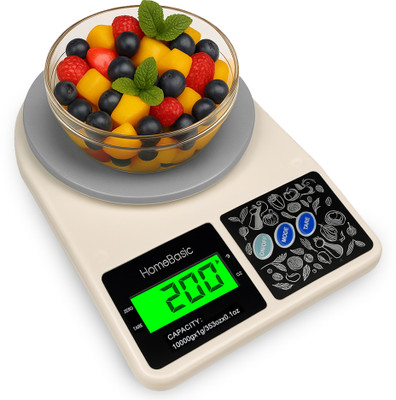 HOMEBASIC Digital Kitchen Weighing Scale 10 KG For Food LCD Display| Tare Function| g/oz Weighing Scale(Grey)