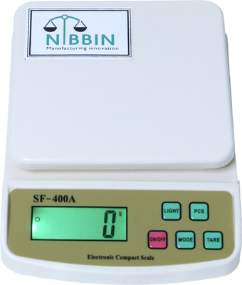 NIBBIN Digital 10kg x 1g Kitchen Scale Multi-purpose weight measuring Machine SF 400A Weighing Scale(White)