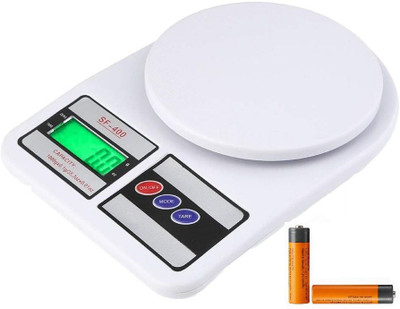 NIBBIN 10kg High Accuracy Digital Scale With 2 Batteries For Home, Kitchen Use Weighing Scale(White)