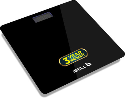 iBELL BS260M Body Weighing Machine,180 KG, Tempered Glass, LCD Display, Auto Off Weighing Scale(Black)