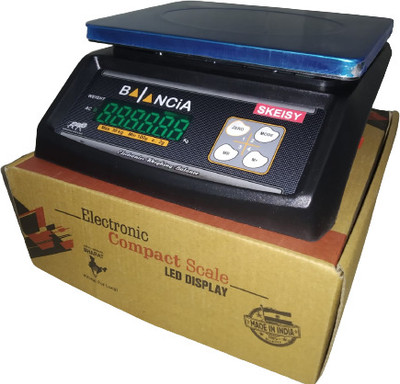 Skeisy new bal steel plate weighing machine and power up 30kgx1gm rechargeable battery Weighing Scale(Black, STEEL)