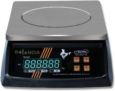 COHEL 30Kg Counter Rechargeable Weight Machine with Stainless Steel Top for Shop, Home Weighing Scale(Black, Silver)