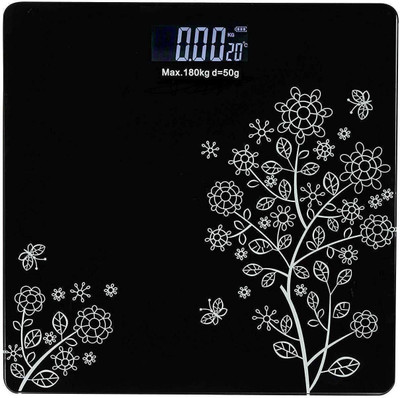 GRANSI Digital Bathroom Scale – Sleek Tempered Glass Body Weight Weighing Scale(Black)