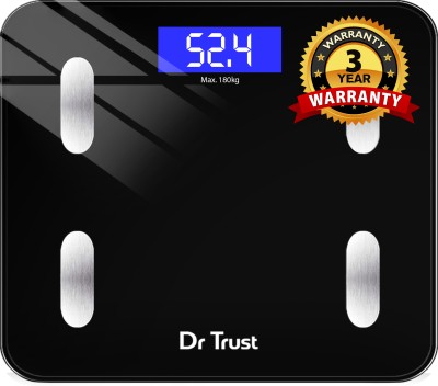Dr Trust (USA) Model-509 Bluetooth Digital Smart 2.0 Fitness Body Fat Composition Analyzer Weight Machine For Human USB Electronic Rechargeable Weighing Scale(Black)